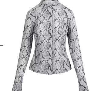 SKIMS Black and White Snake Print Blouse